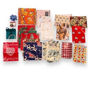 Vtg 80s Gift Wrap Wrapping Paper Gift Bags Ribbon Christmas Baby Shower Garfield